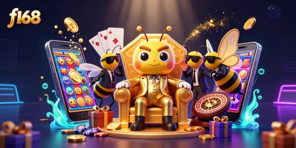 Players engage with f168's immersive casino experience, showcasing vibrant slot games and interactive elements.