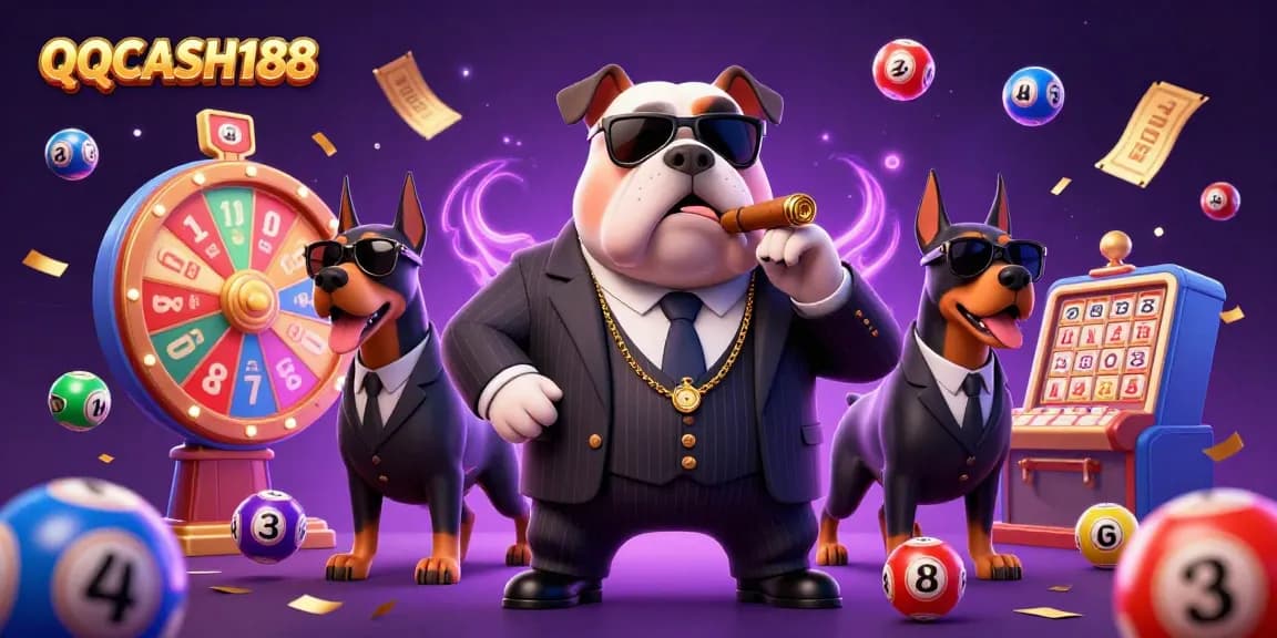 Engage in slot action and sports betting with QQCASH188 featuring a vibrant 3D mafia scene.