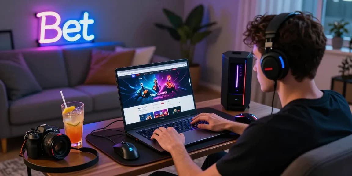 Pengalaman menyenangkan bermain di Situs LUXURY12 dengan perangkat gaming modern di lingkungan rumah yang nyaman.