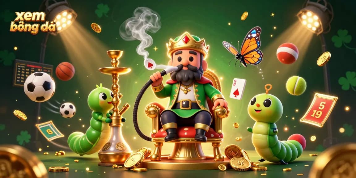 Xem bóng đá in style with a vibrant 3D illustration capturing action and excitement through sports elements.
