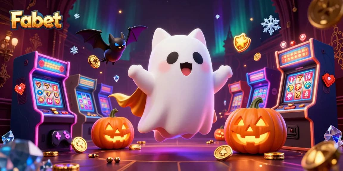 Fabet engages players with a thrilling haunted casino scene featuring ghost cats and vibrant gaming elements.