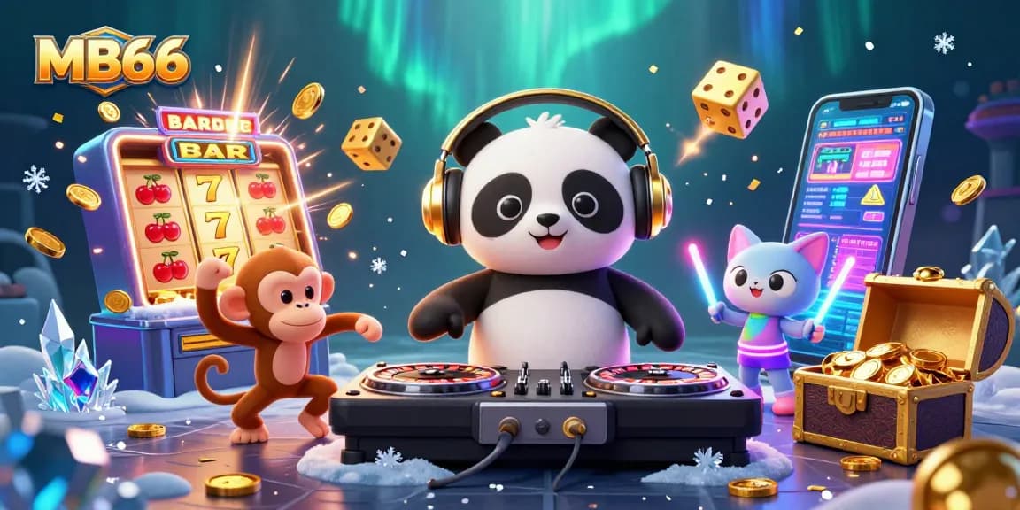 Experience MB66's exciting gaming scene with vibrant characters and dynamic casino elements.