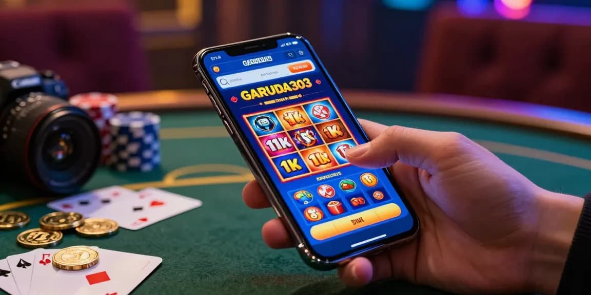 Engaging smartphone gaming experience showcasing slot deposit 1k opportunities with colorful graphics and casino props.