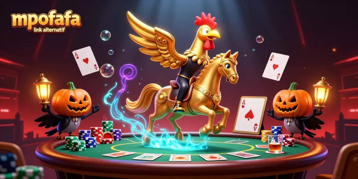 Experience the magic of MPOFAFA link alternatif as golden rooster and spectral horse play in a vibrant casino
