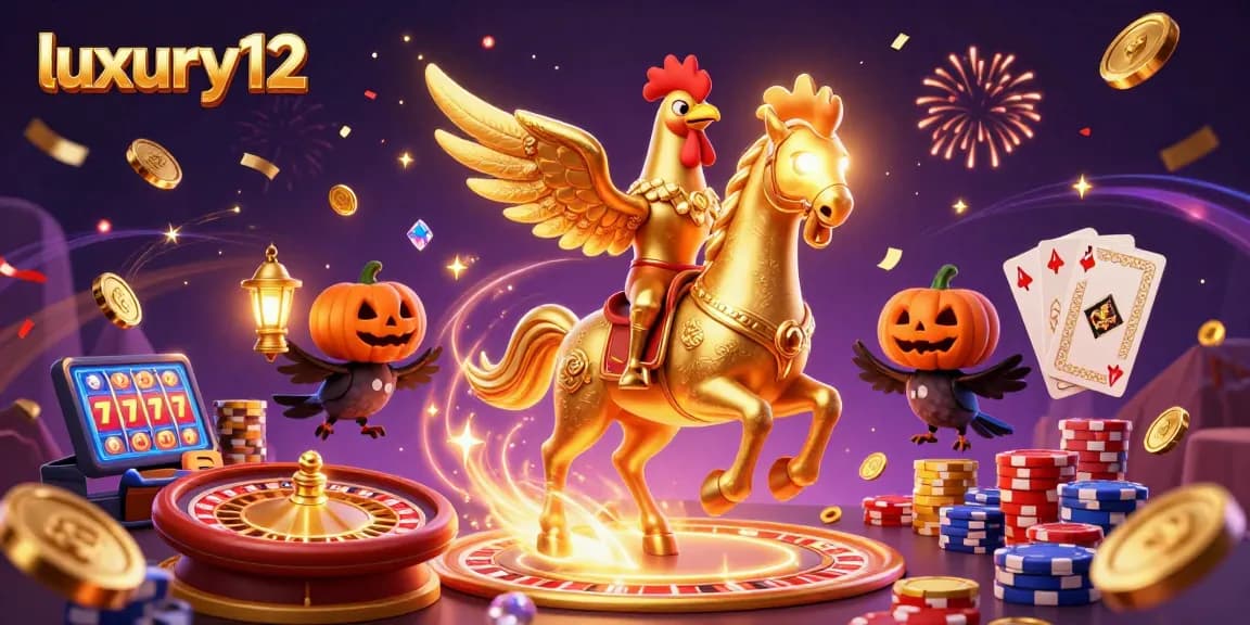 Gali pengalaman bermain judi slot di luxury12 dengan simbol keberuntungan dan koin emas yang melimpah.
