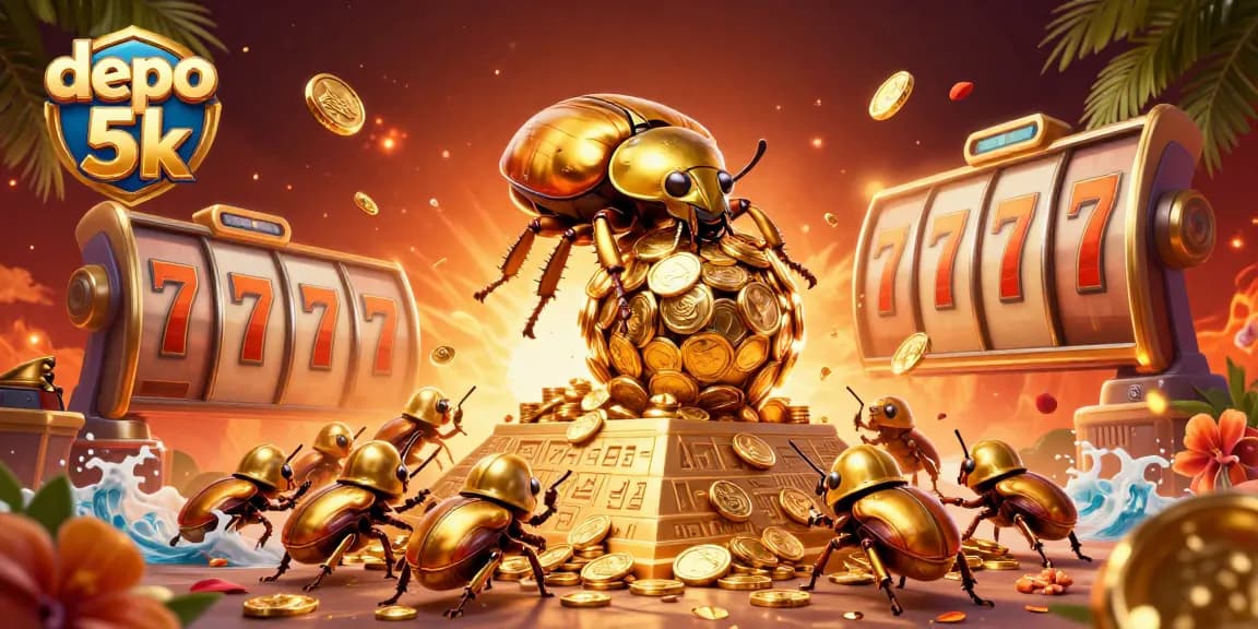 Experience exhilarating slots with depo 5k as golden coins and jackpot symbols burst forth.