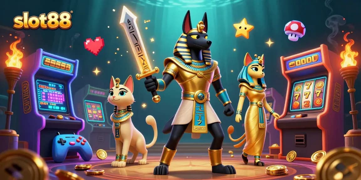 Menangkan jack pot slot88 dengan slot online gacor bersama Anubis dan Bastet dalam desain 3D.