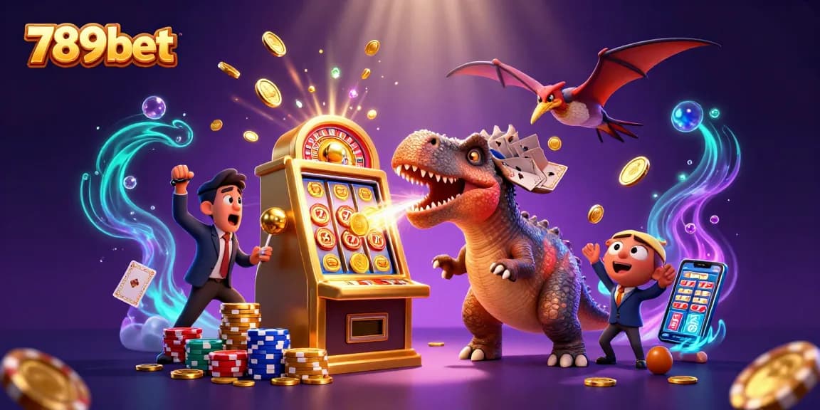 Experience thrilling jackpots at 789bet with a pachycephalosaurus headbutting a slot machine!