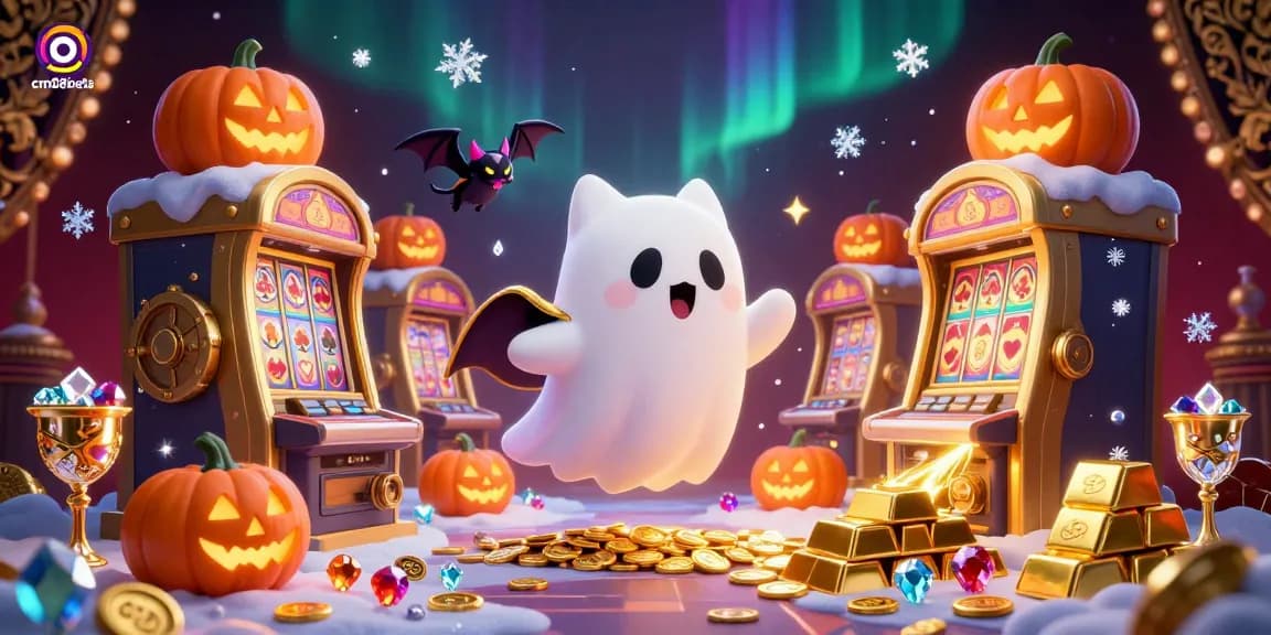 Join the excitement and win big at cm88bets with a lively ghost cat and vampire bat in a vibrant casino!