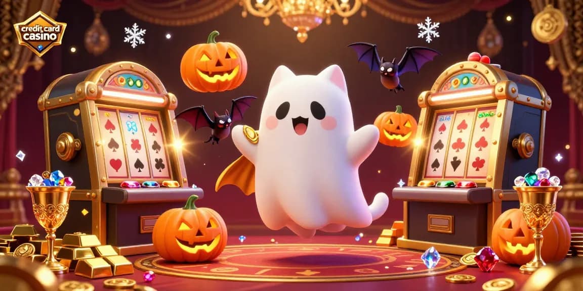 Explore exciting gaming with credit card casino options featuring ghosts, jewels, and festive decor.