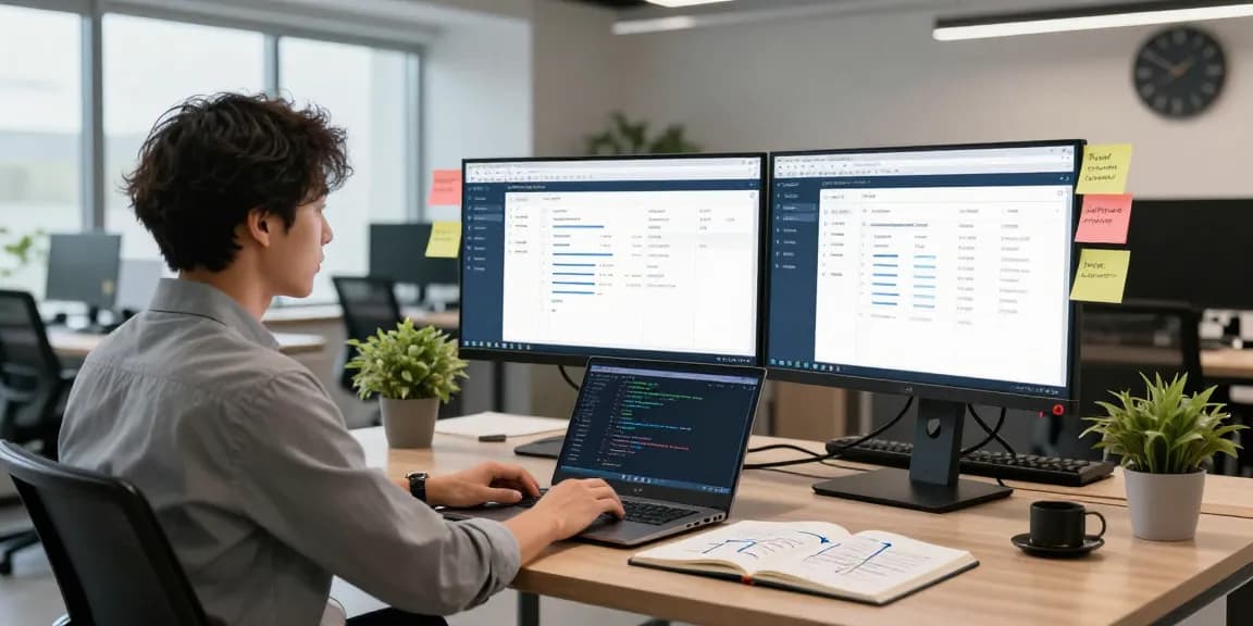 Analyze documents with AI to detect fraud invoices in a modern tech office.
