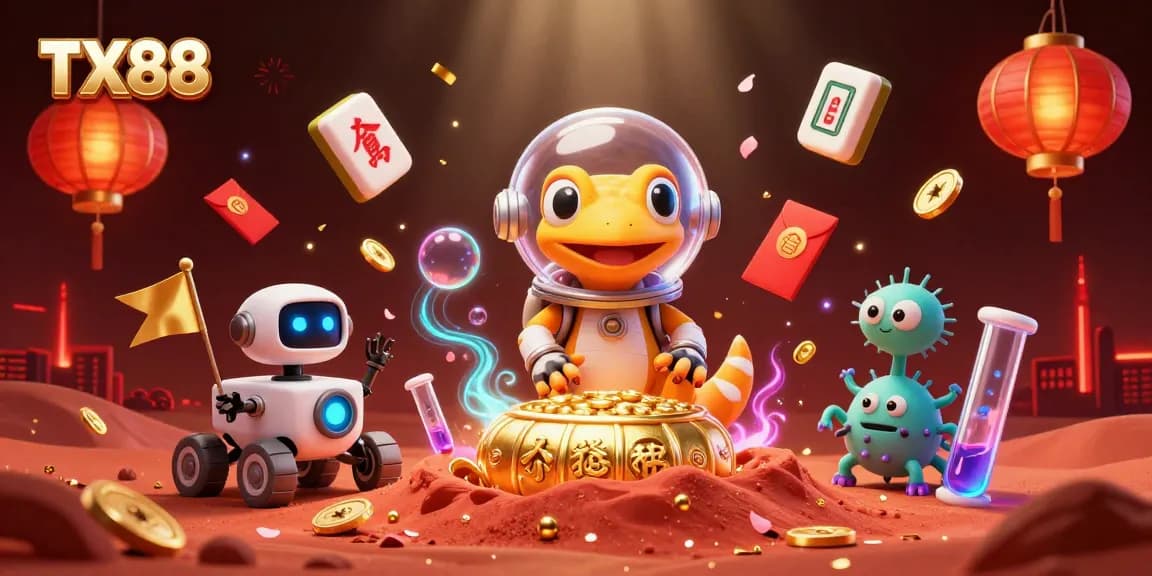 Join the Martian gecko at TX88 casino, discovering treasures and celebrating wins.