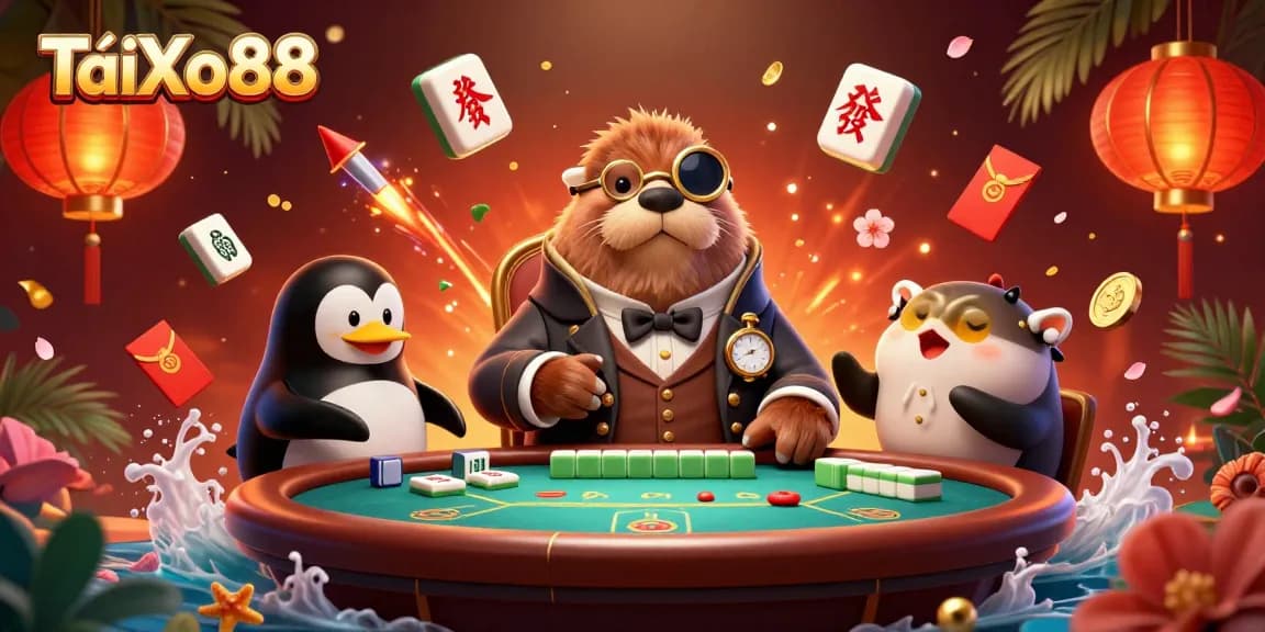 TảiXo88 showcases a bluffing pufferfish and a jolly walrus at an underwater poker table.
