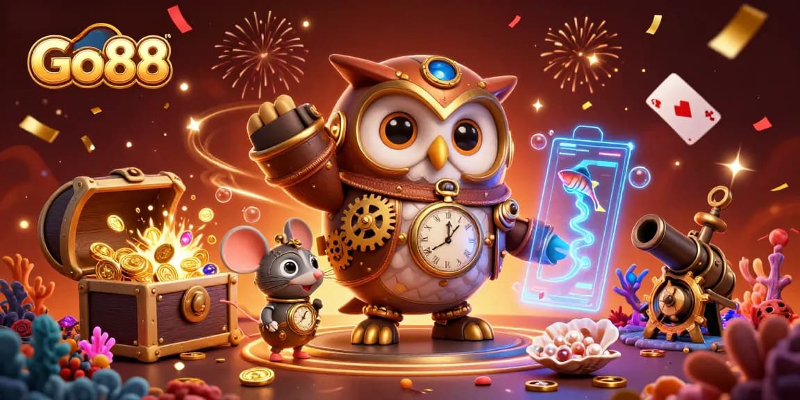 Engage with Go88's exciting casino elements featuring time-traveling characters immersed in a vibrant scene.