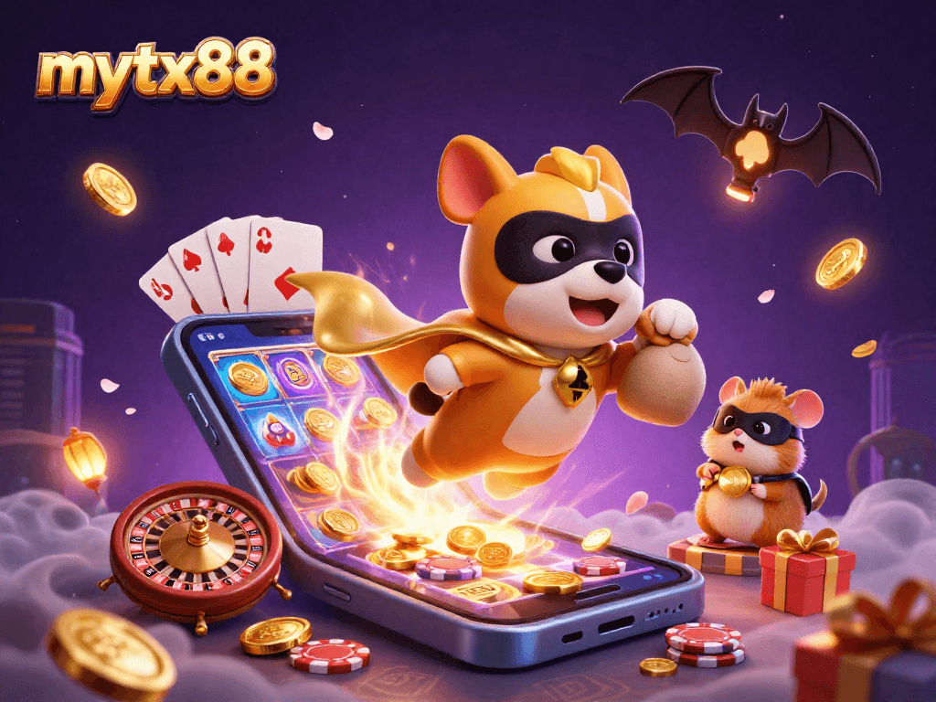 Experience big wins with mytx88's superhero-themed casino adventure, featuring vibrant 3D characters and dynamic game elements.