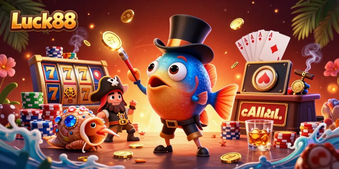 Spin to win with the Luck88 slot game featuring vibrant 3D characters and dazzling casino elements.