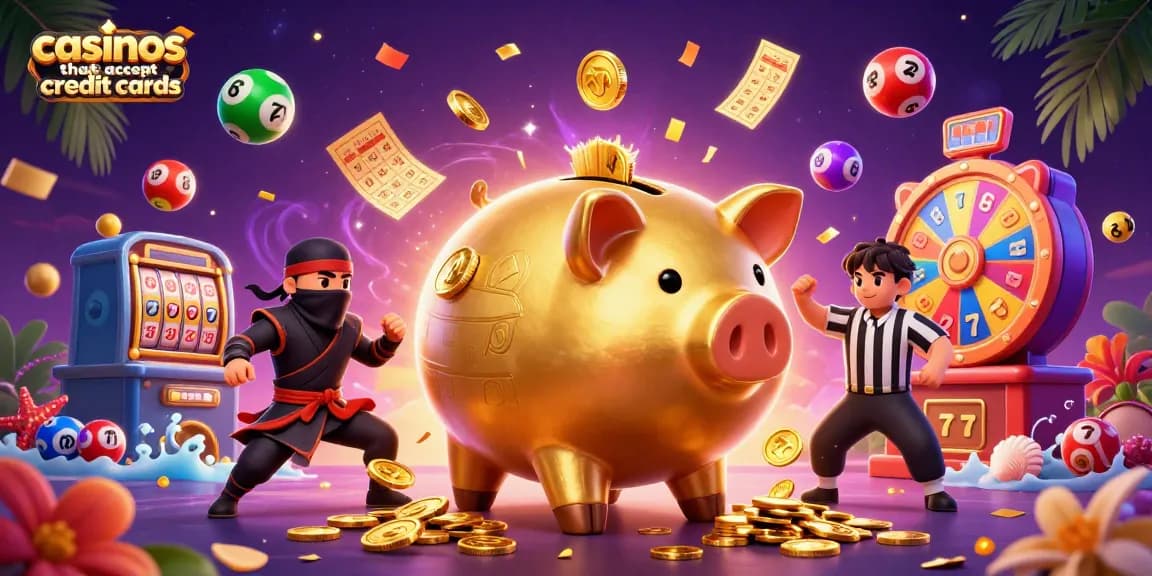 Experience the thrill of casinos that accept credit cards with this vibrant 3D illustration featuring lively characters and action.