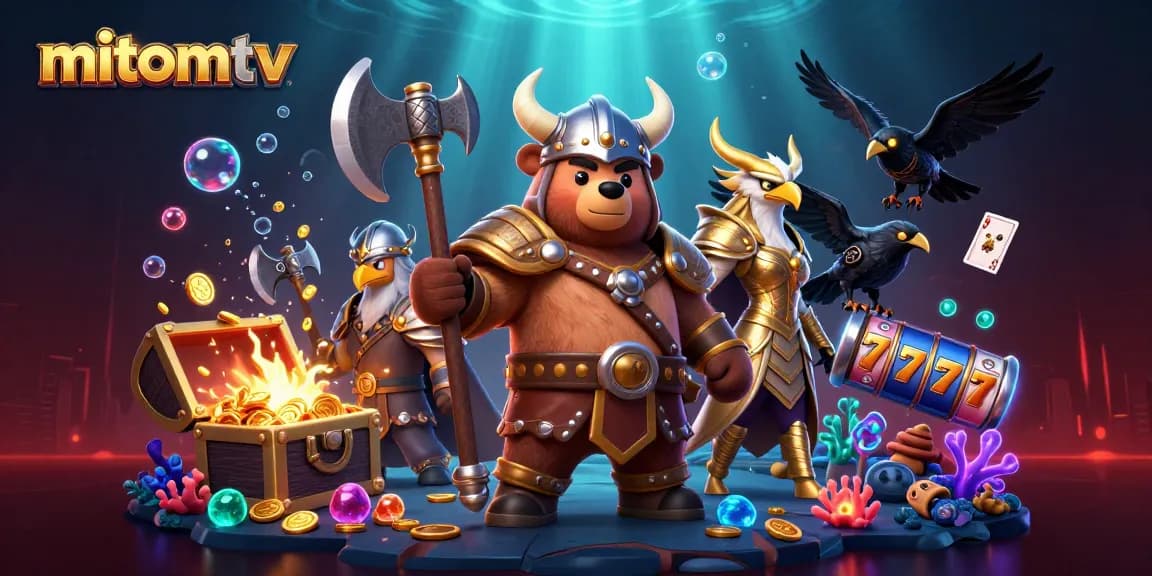 Experience the thrill of mitomtv with captivating 3D digital illustration featuring dynamic casino elements.