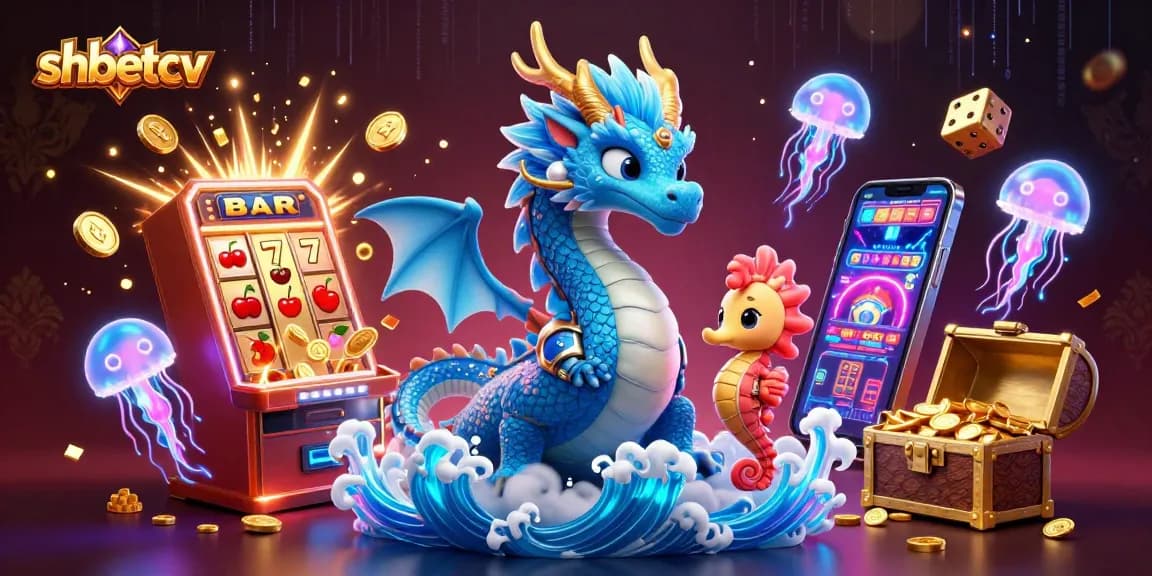 Join thrilling adventures at shbetcv with an azure water dragon and seahorse knight in a vibrant casino scene.