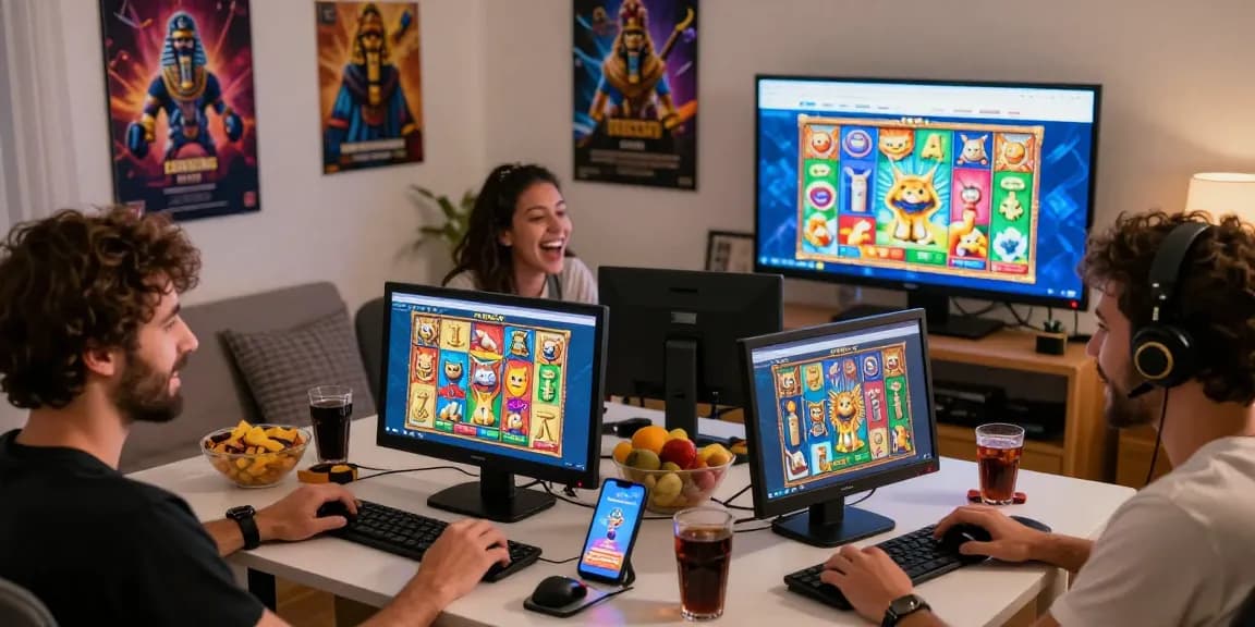Players enjoying Cleocatra no Brasil in a lively gaming environment with vibrant visuals and camaraderie.