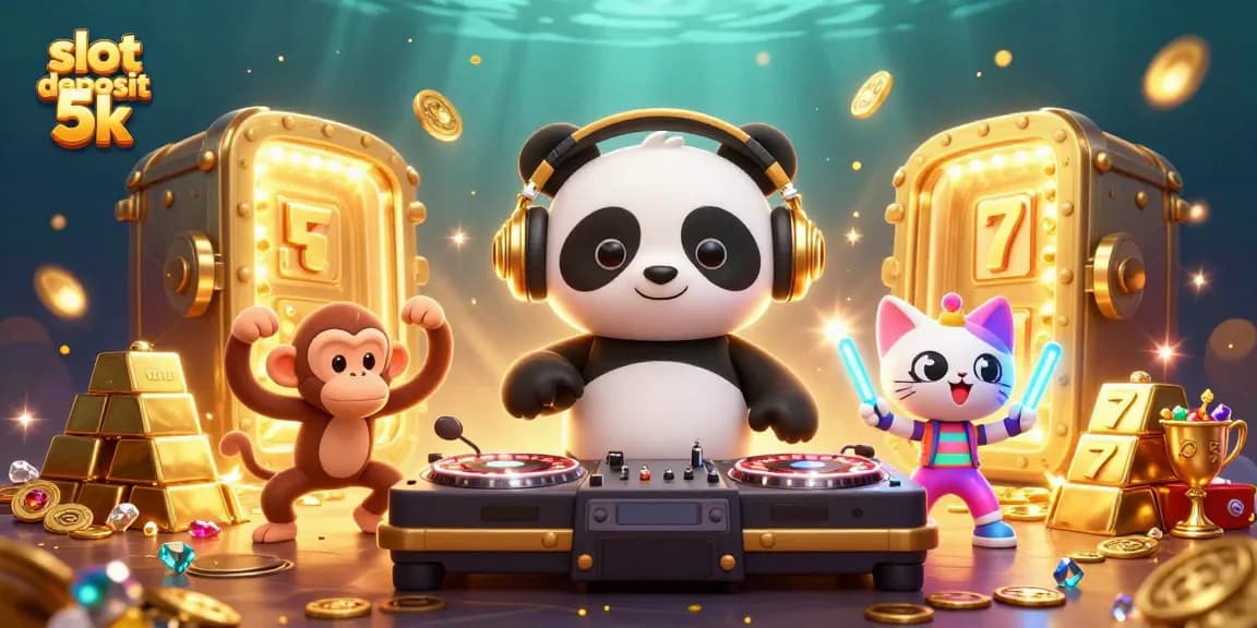 Win big with slot deposit 5k as DJ panda spins, breakdancing monkey, and rave kitten unite!