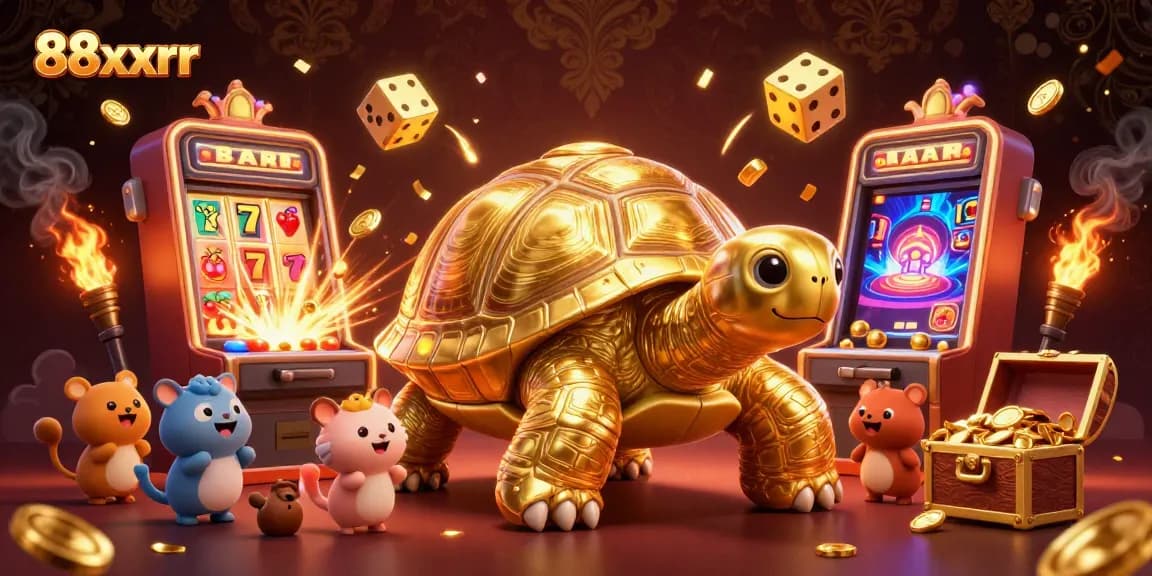 Experience thrilling action with 88xxrr as golden tortoise and lively casino elements embody winning fun.