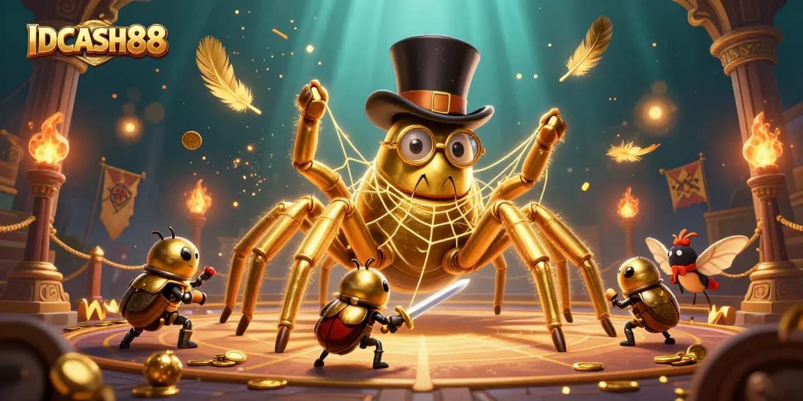 Experience thrilling gameplay with IDCASH88 in a dynamic 3D casino illustration featuring unique characters.