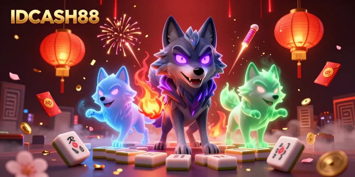 Engage with IDCASH88, exploring a captivating casino scene with spectral wolves and thrilling game elements.