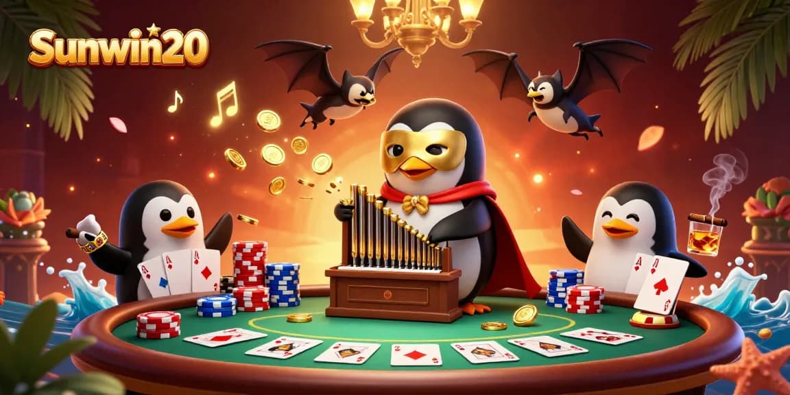 Experience the thrill of Sunwin20 at the vibrant casino with golden coins and poker excitement.