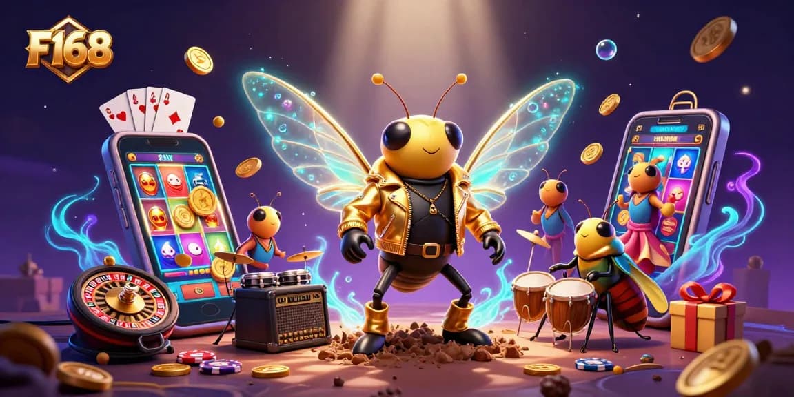 Experience the excitement of F168, featuring a vibrant 3D rock star scene with dynamic gambling elements.