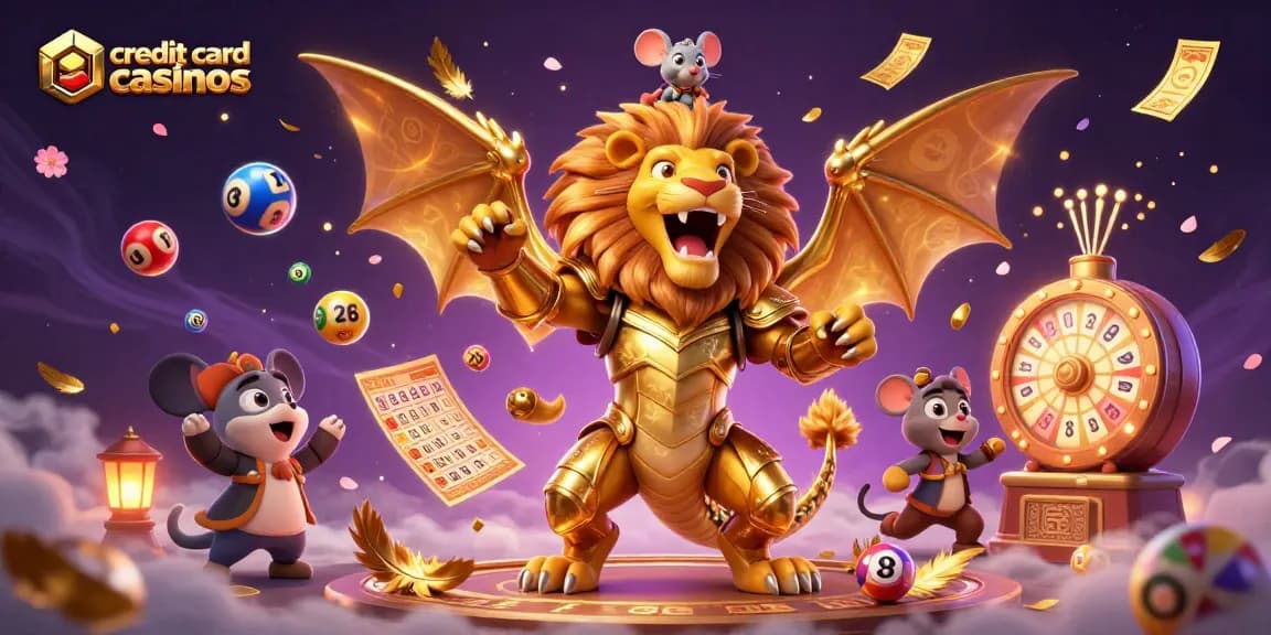 Engage in exciting play at credit card casinos with dynamic lottery elements and vibrant illustrations.
