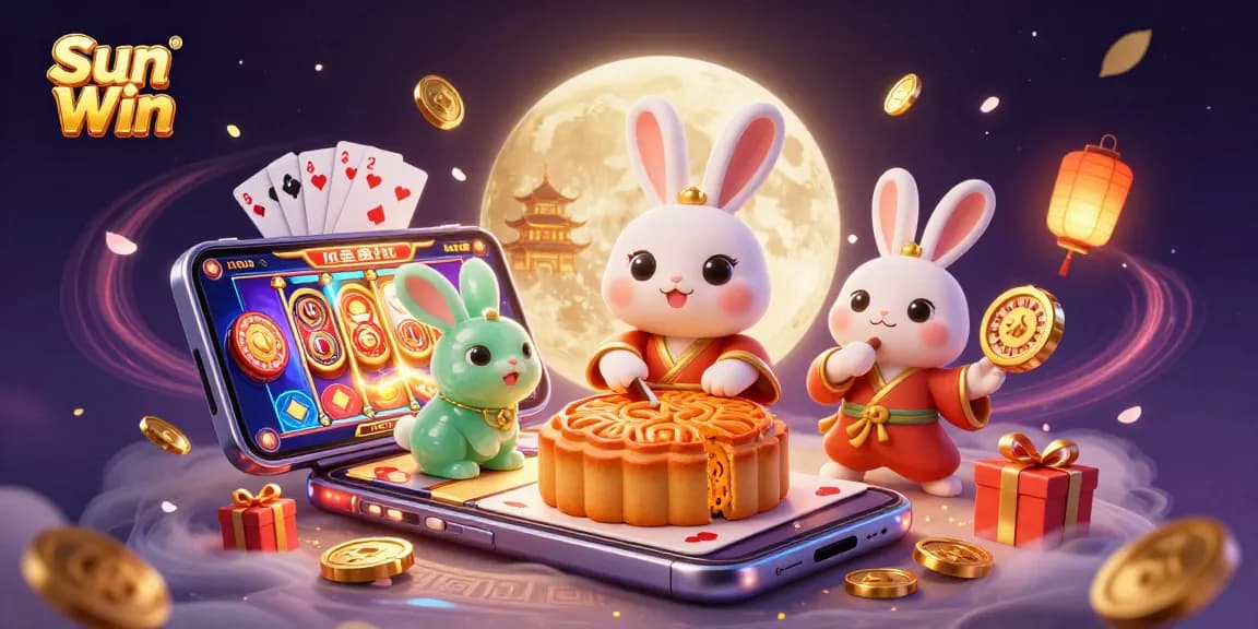 Play and win big at Sun Win Casino with 3D moon rabbit animation revealing hidden treasures.