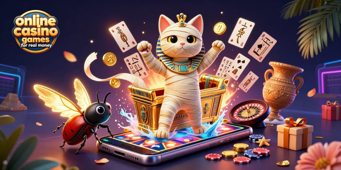Experience online casino games for real money with vibrant characters in a pyramid casino