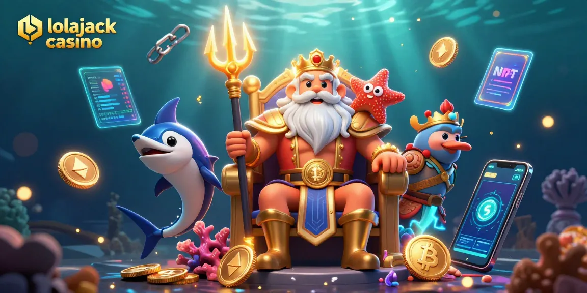 Experience gaming excitement with lolajack casino, featuring Neptune and vibrant crypto elements.