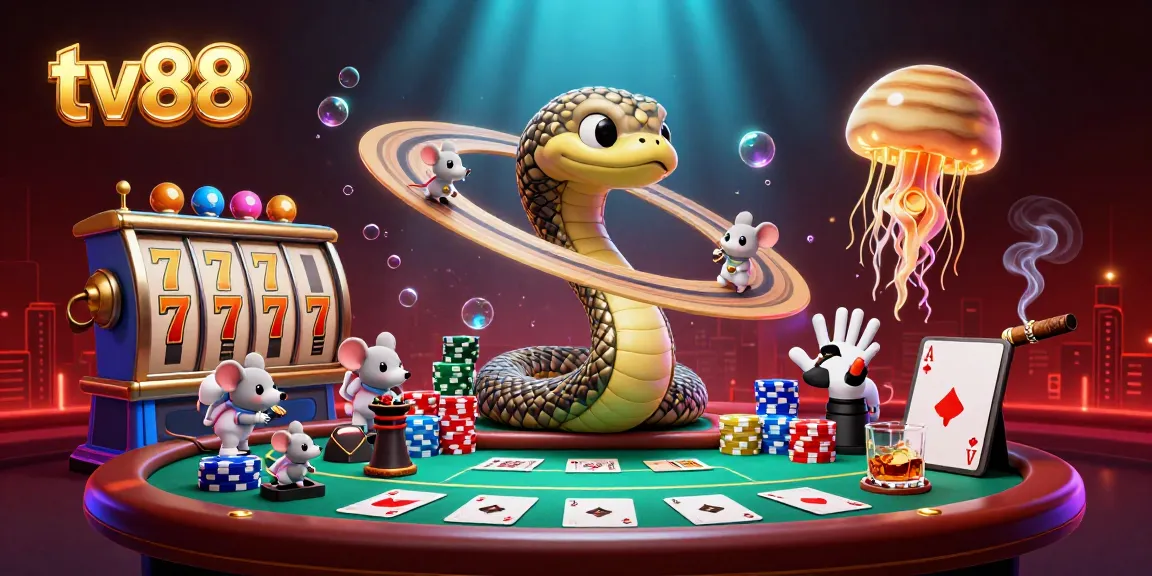 Engage with tv88 in an immersive cosmic casino scene featuring vibrant slot reels and interactive gaming elements.