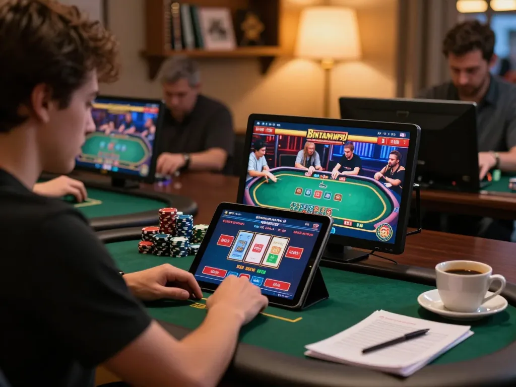 Pengalaman bermain game online Bintangmpo dengan seorang pemain yang terlibat dalam permainan dealer langsung, menampilkan suasana strategis.