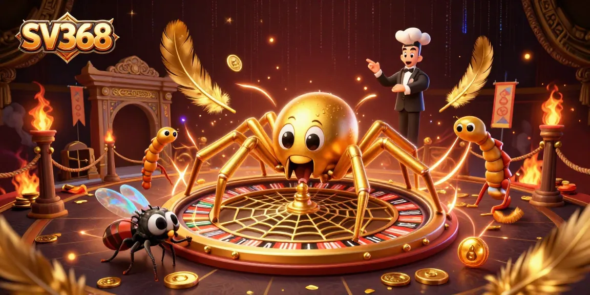 Engage in thrilling bets at SV368, where a golden spider weaves a roulette-themed web of opportunities.