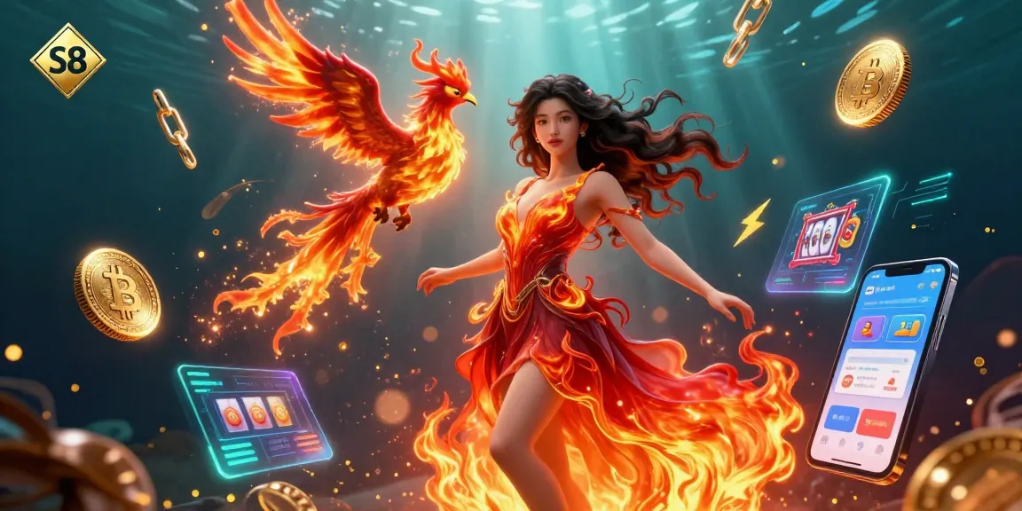 S8 showcases thrilling jackpot games with a vibrant Asian character and vivid casino elements.