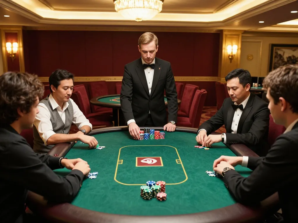 Experience the excitement of hello88 at a high-stakes poker table with players deep in strategy.
