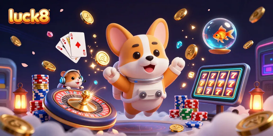 Engage with luck8's dynamic casino world while exploring a vibrant cosmic scene.