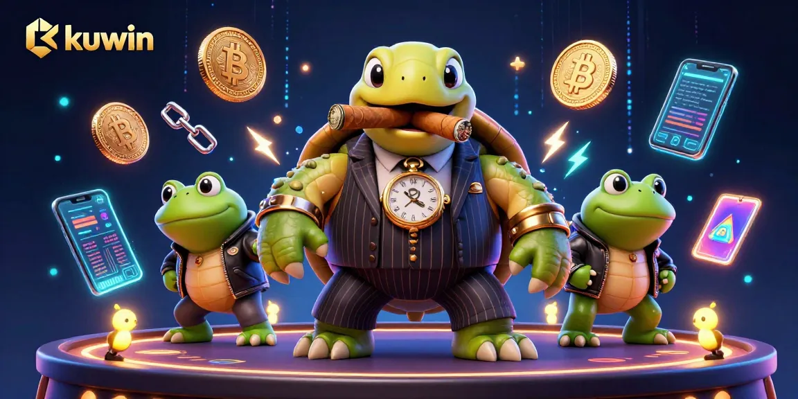 kuwin players spinning casino games with a vibrant 3D turtle and bullfrogs