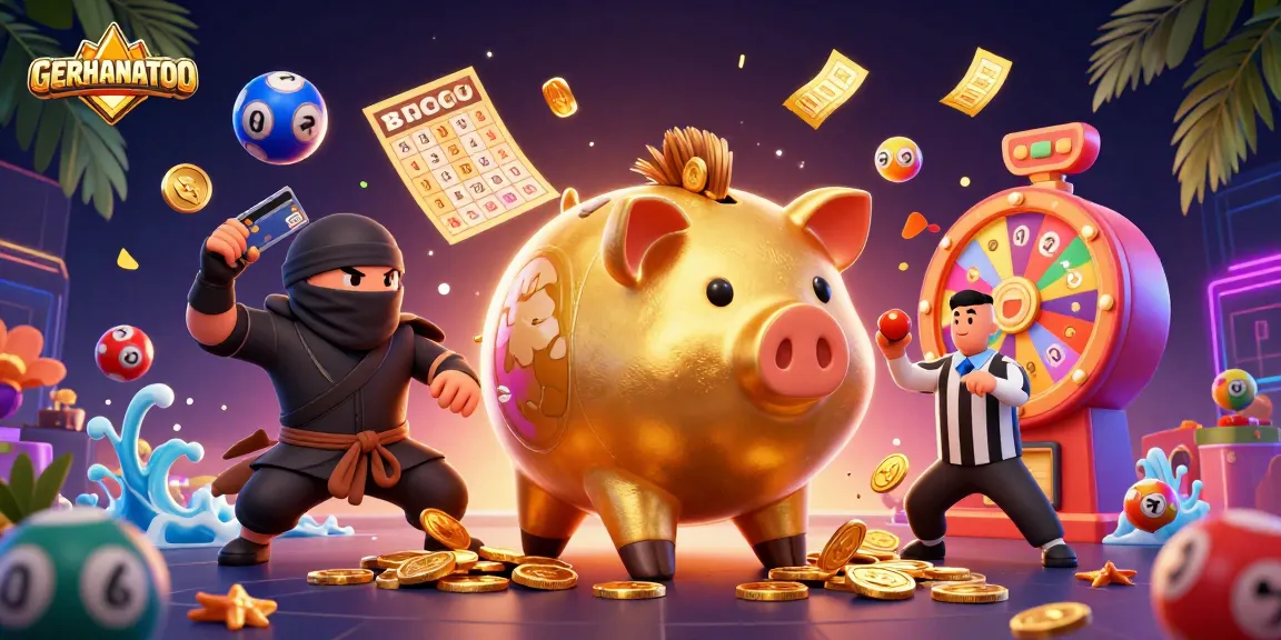 GERHANATOTO menghadirkan ilustrasi 3D menarik dengan karakter kasino dan elemen lotere.
