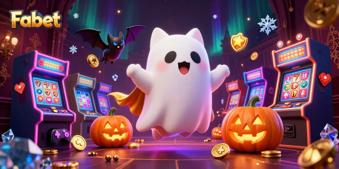 Fabet engages players with a thrilling haunted casino scene featuring ghost cats and vibrant gaming elements.