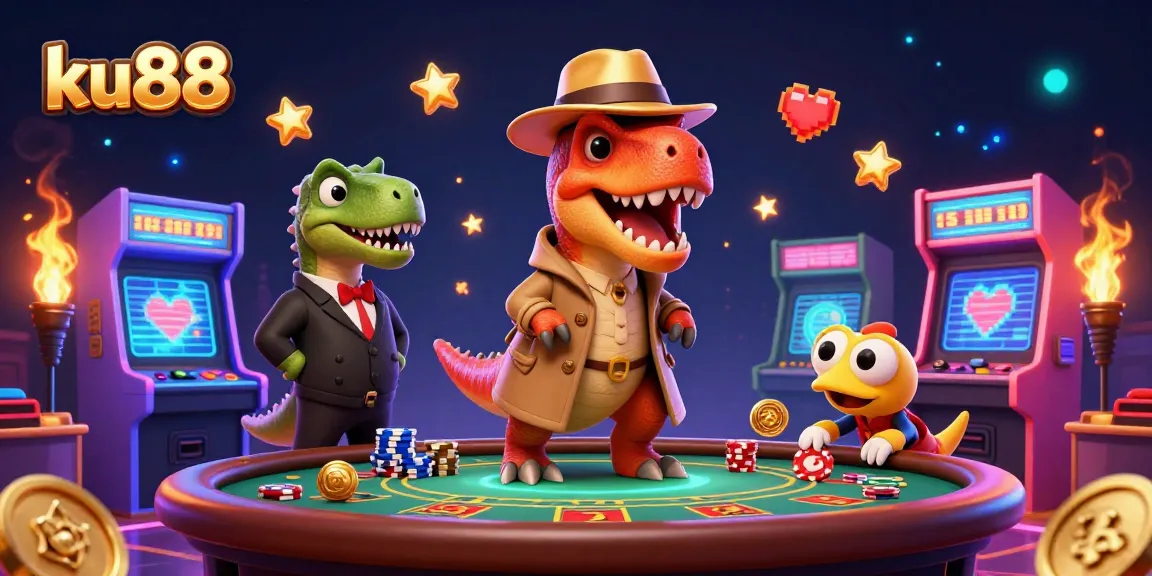 ku88 casino scene with a velociraptor card counter and a suspicious pit boss