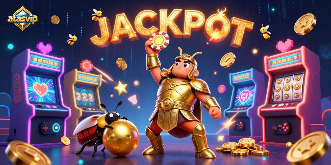 Experience thrilling jackpots at atasvip with this vibrant 3D casino scene showcasing winning moments.