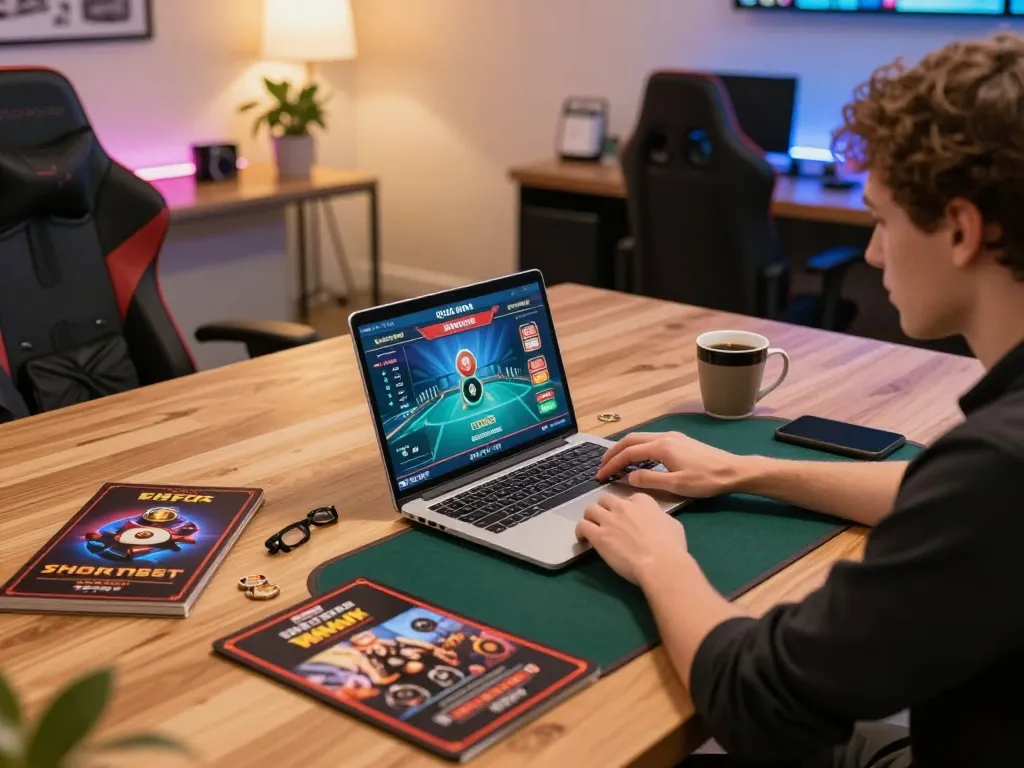 An engaged player at the trang chủ lc88 online casino, strategically analyzing gaming options and enjoying the immersive atmosphere.
