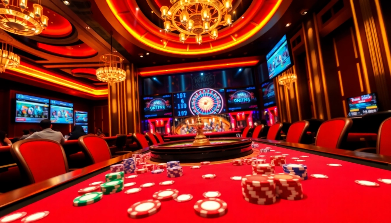 Experience excitement at KK55 com with vibrant casino gaming tables and roulette wheels.