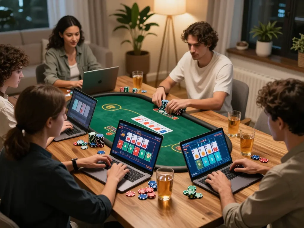 Players engaging in an exciting online poker game with 78WINCOM, showcasing strategy and interaction.
