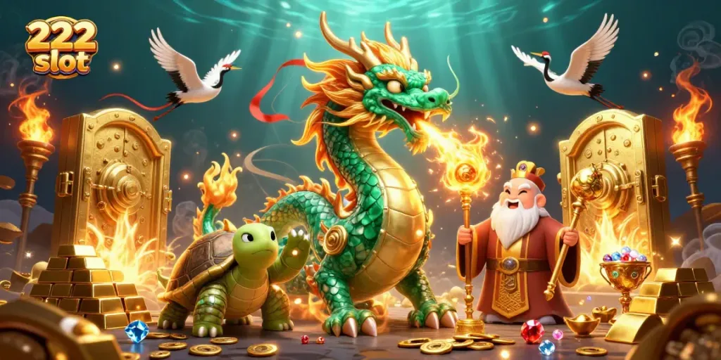 Menangkan hadiah besar di 222 slot dengan naga bata yang menyemburkan api emas dan simbol mesin slot.