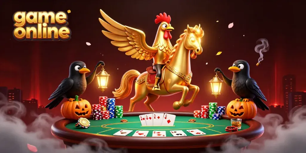 Experience exciting game online action with a golden rooster at a vibrant casino.